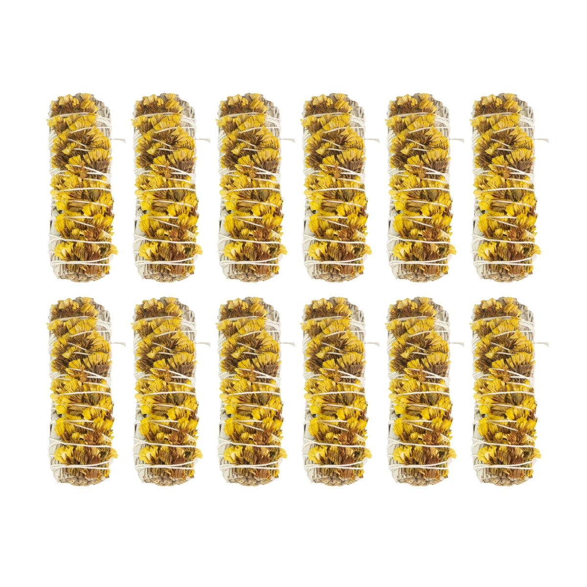 Sage with Yellow Sinuata Smudge Stick