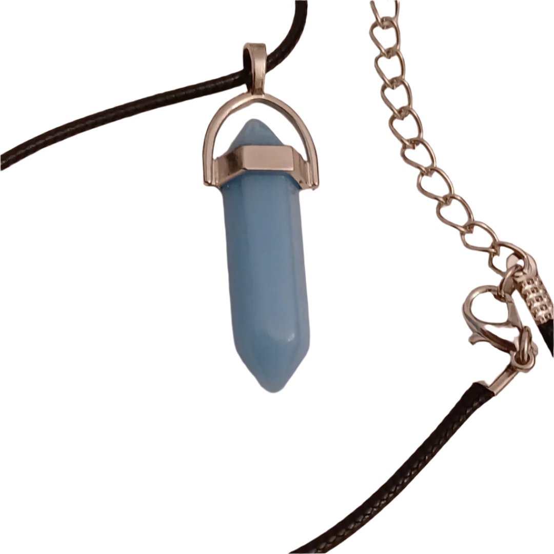 Bullet Shape Healing Stones with Black Paracord Necklace - Dyed Agate