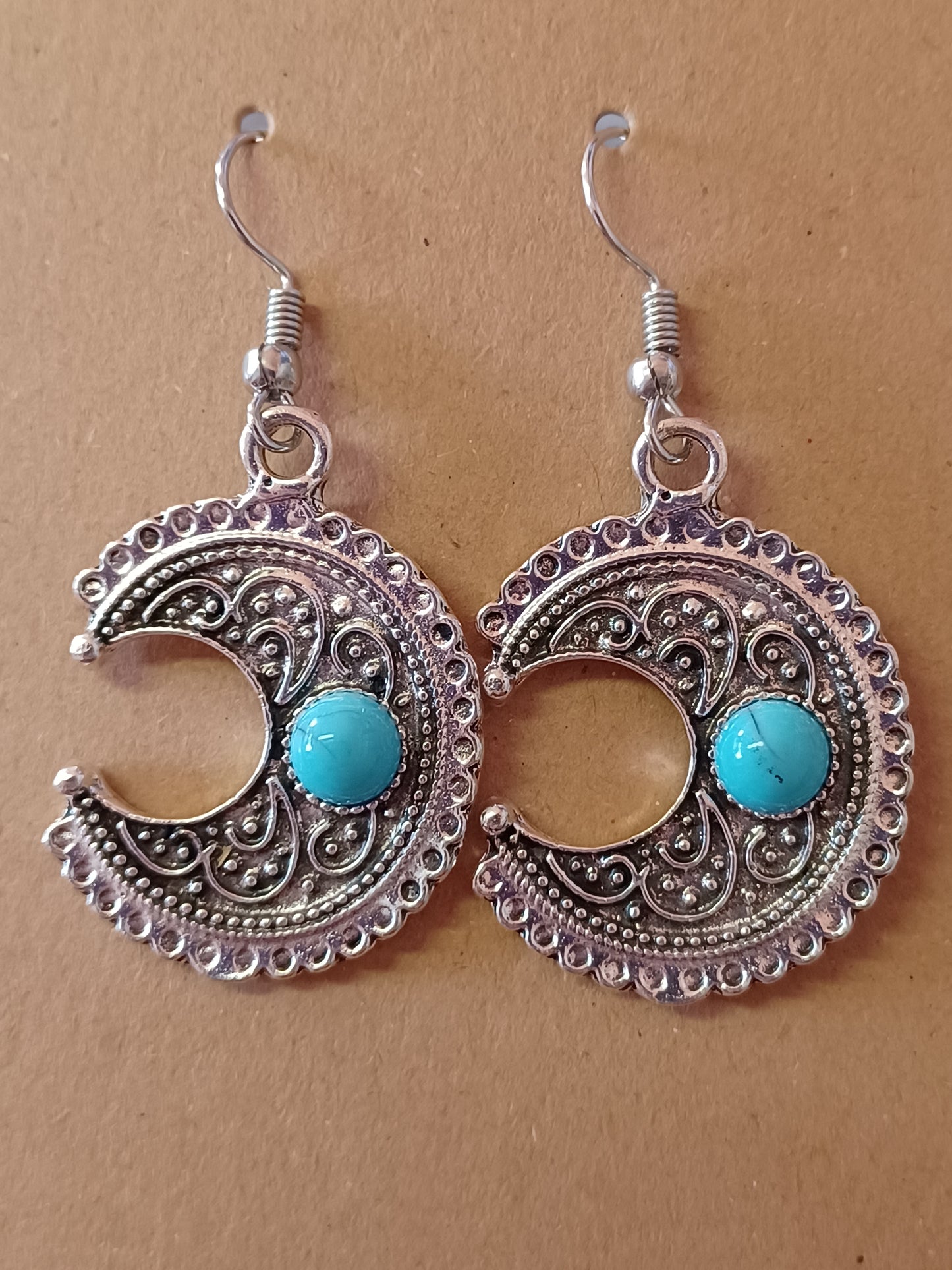 Turquoise Crescent Moon Earrings