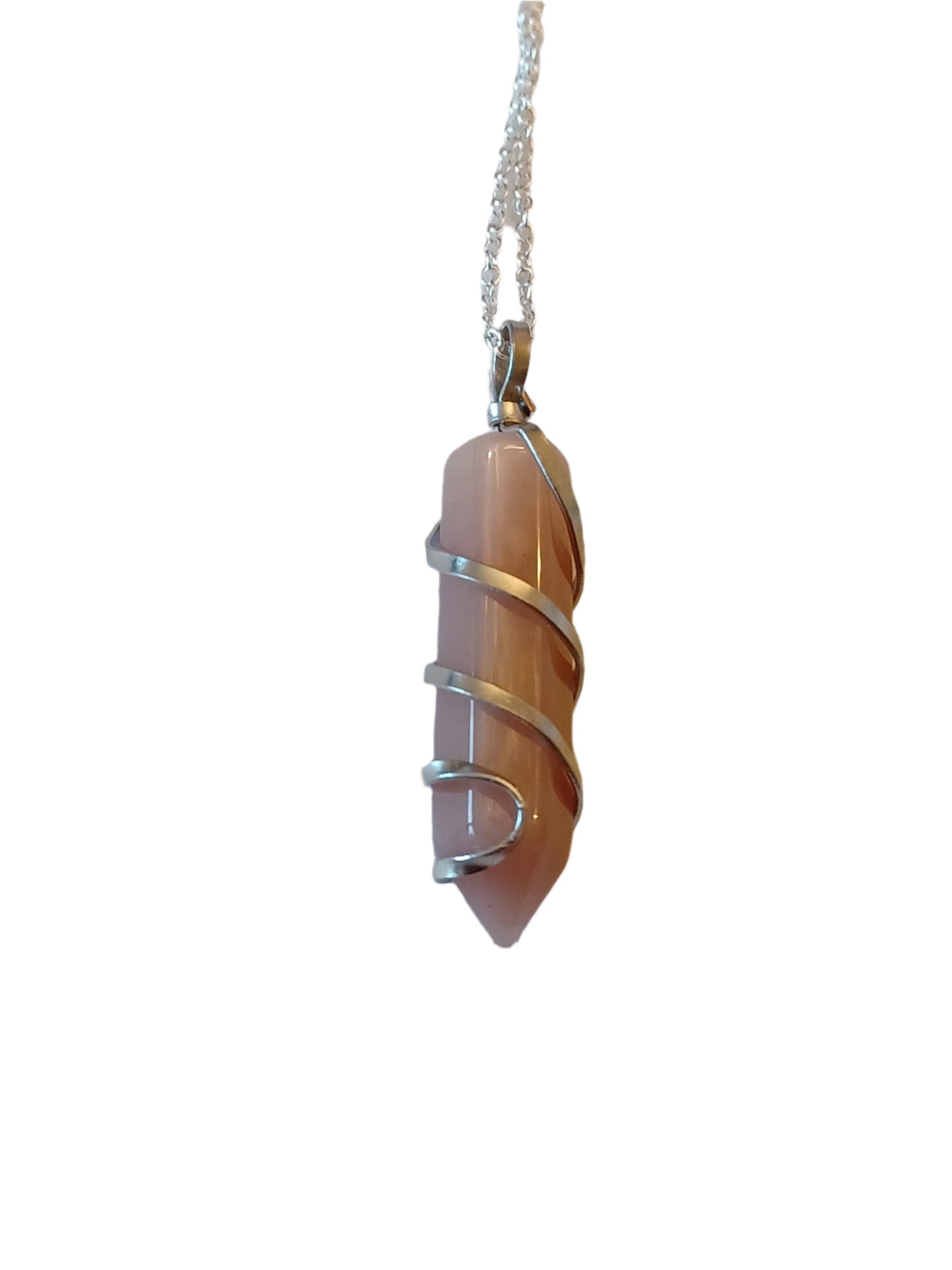 Agate Bullet Silver Wrapped Necklace