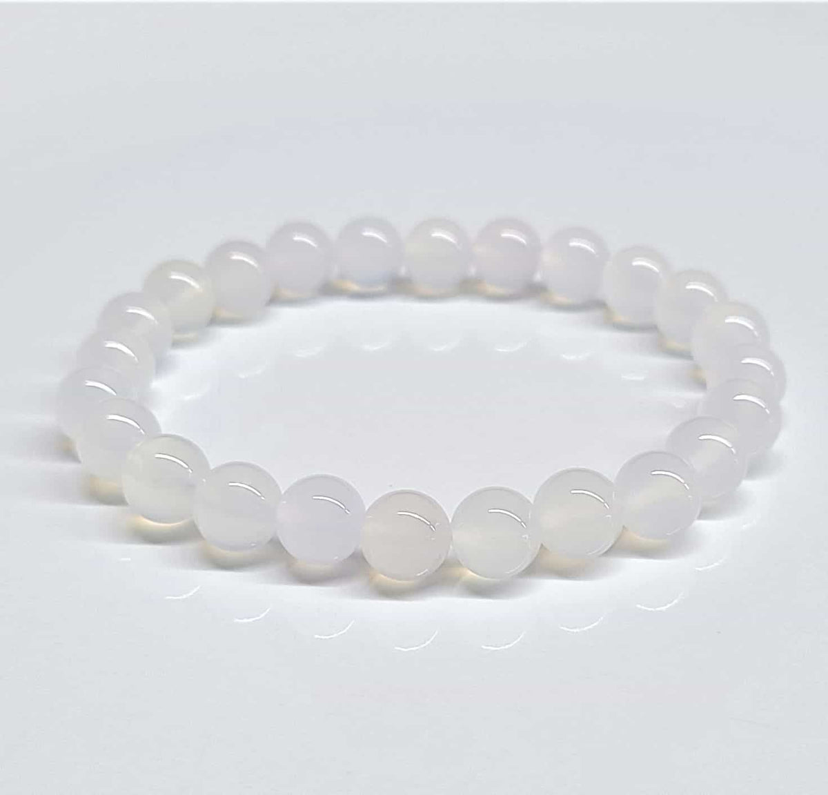 Chalcedony Round Bead Bracelet - Stone of Calm Expression