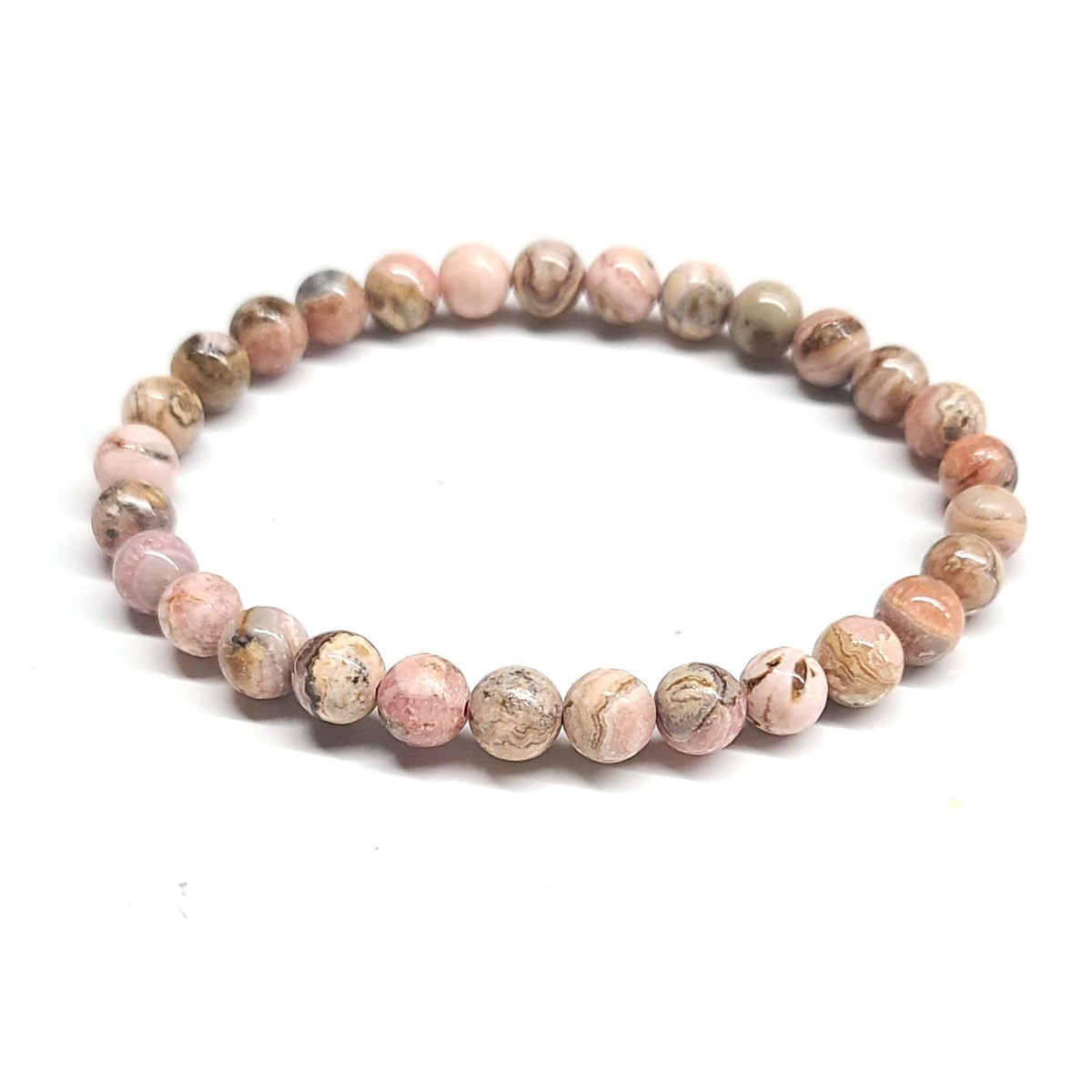 Rhodochrosite Round Bead Bracelet