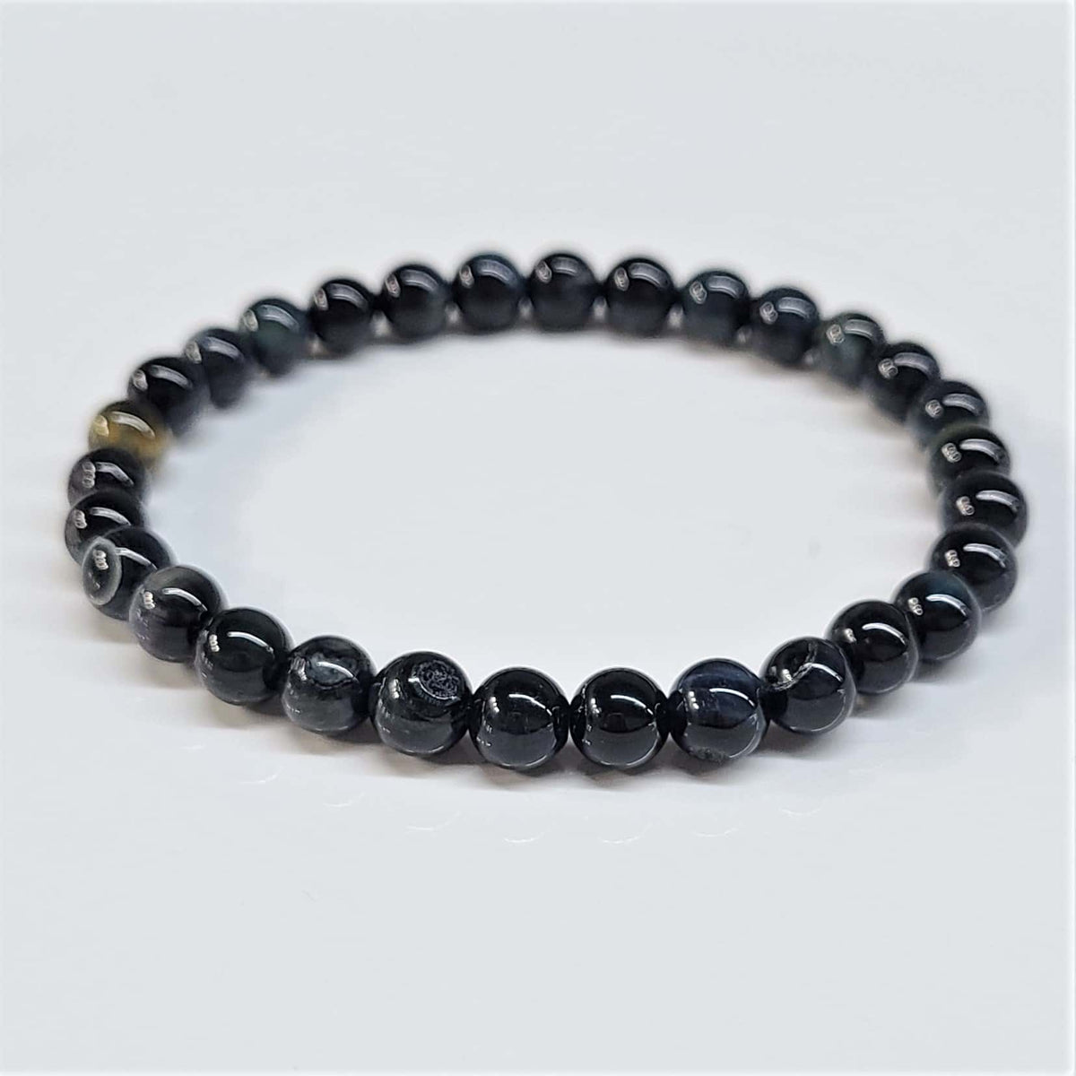 Blue Tiger Eye (Hawk's Eye) Round Bead Bracelet