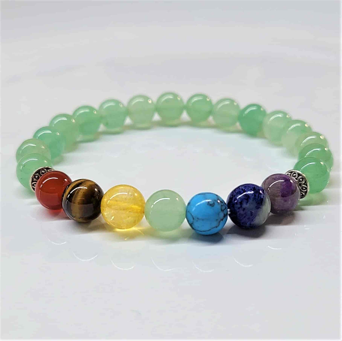 Green Aventurine Chakra Round Bead Bracelet 8mm - Stone of Opportunity
