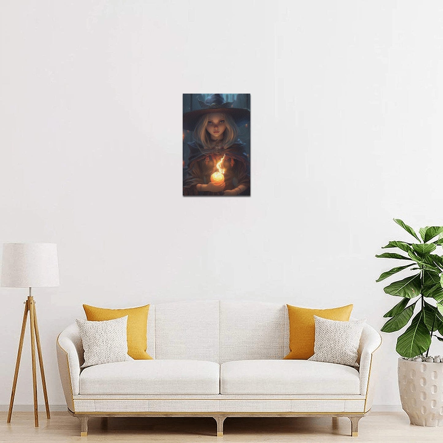 Witch Pumpkin Scene Canvas Print