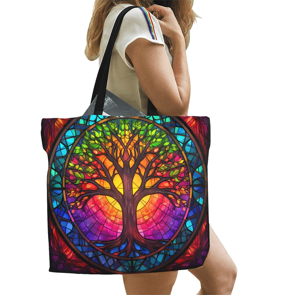 Stained Glass Tree of Life Tote Bag - Large