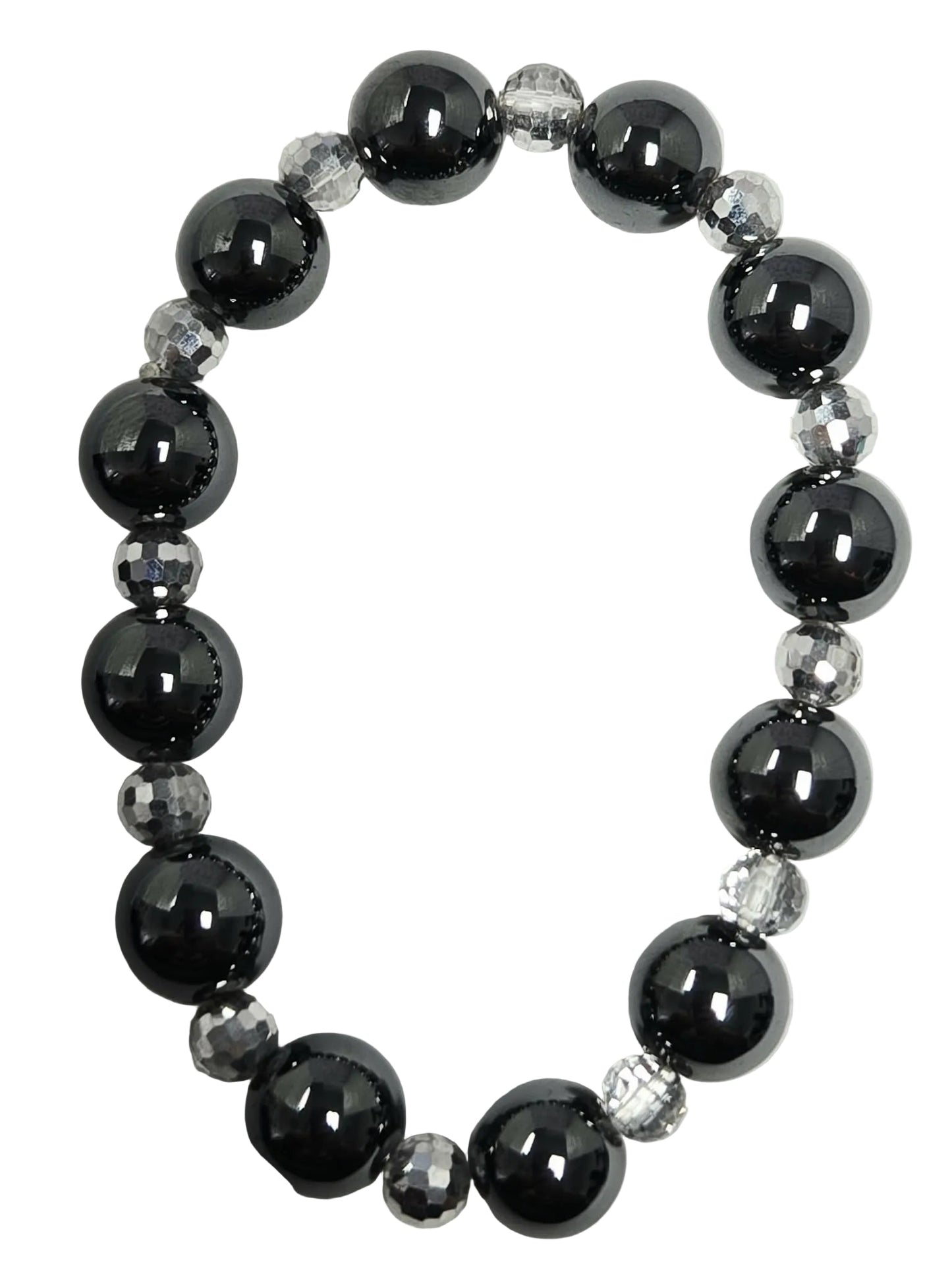 Hematite with Silver Beads Bracelet