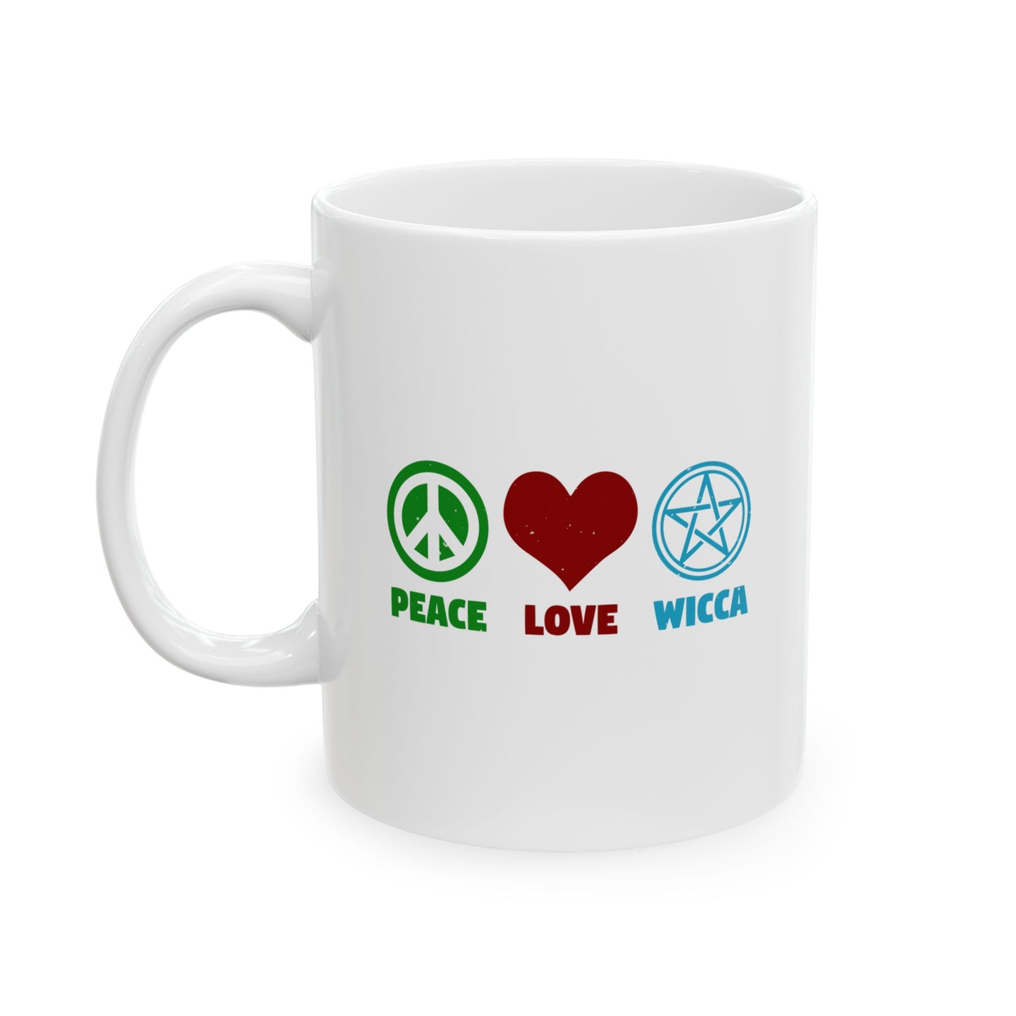 Peace Love Wicca Ceramic Mug 11oz
