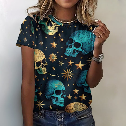 Women's Skulls Cotton T-Shirt