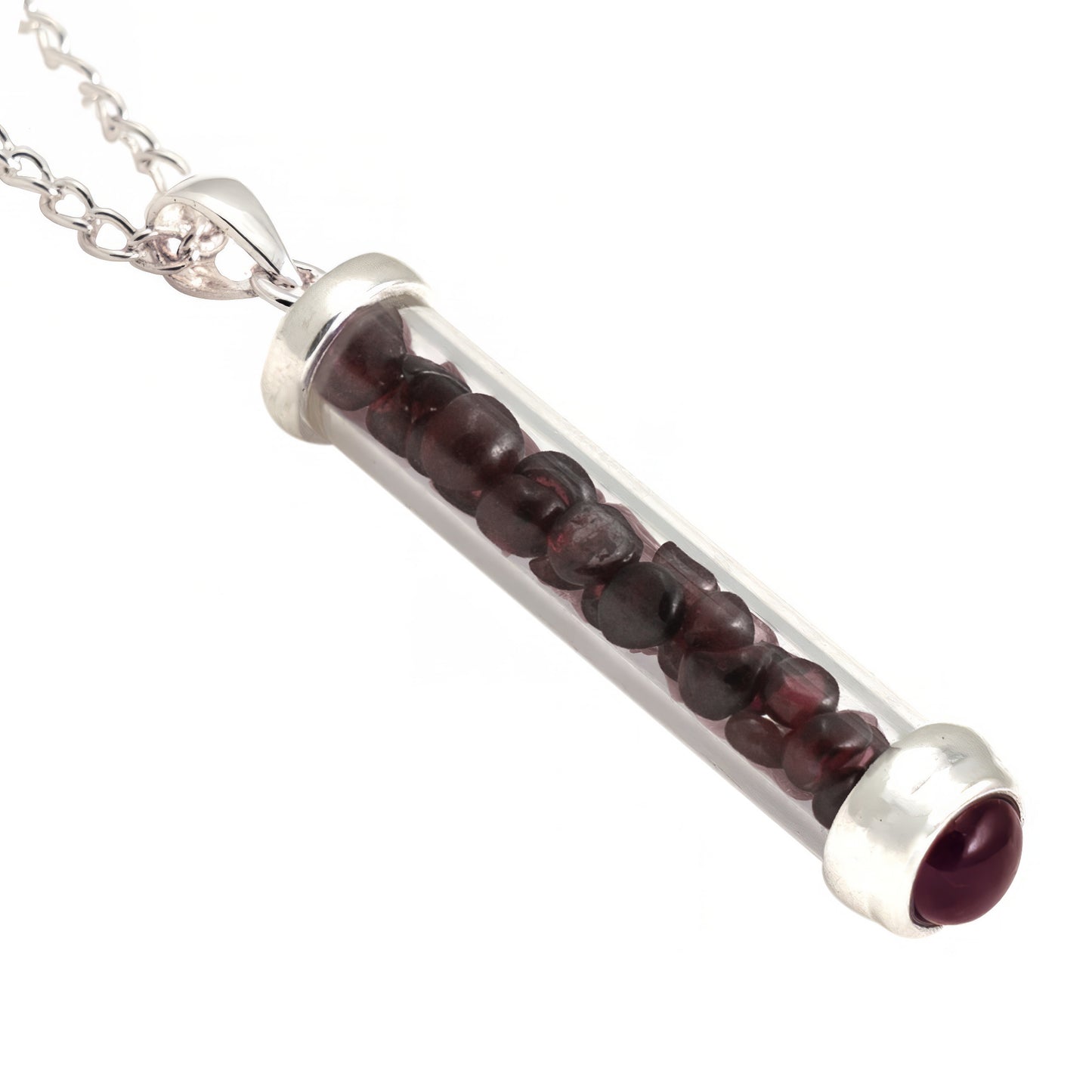 GARNET GEM POWER VIAL PENDANT FOR ROMANCE