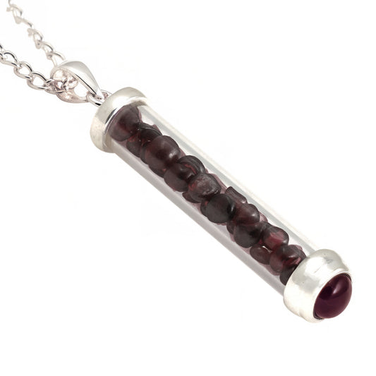GARNET GEM POWER VIAL PENDANT FOR ROMANCE