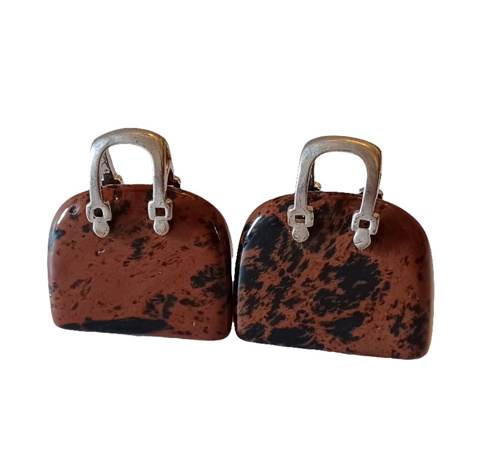 Natural Stone Mini Purse Pendant Necklaces