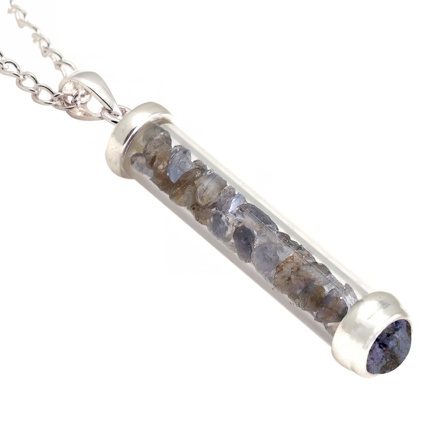 IOLITE GEM POWER VIAL PENDANT FOR BALANCE