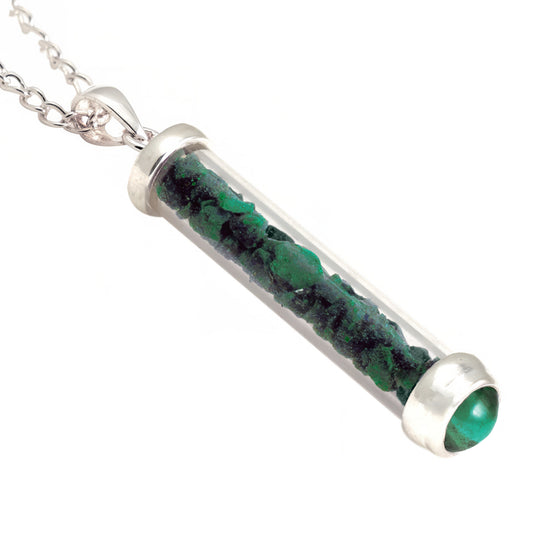 MALACHITE GEM POWER VIAL PENDANT FOR TRAVEL PROTECTION