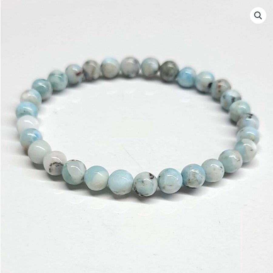 Larimar Round Bead Bracelet Bracelet 6mm - Ocean Wisdom