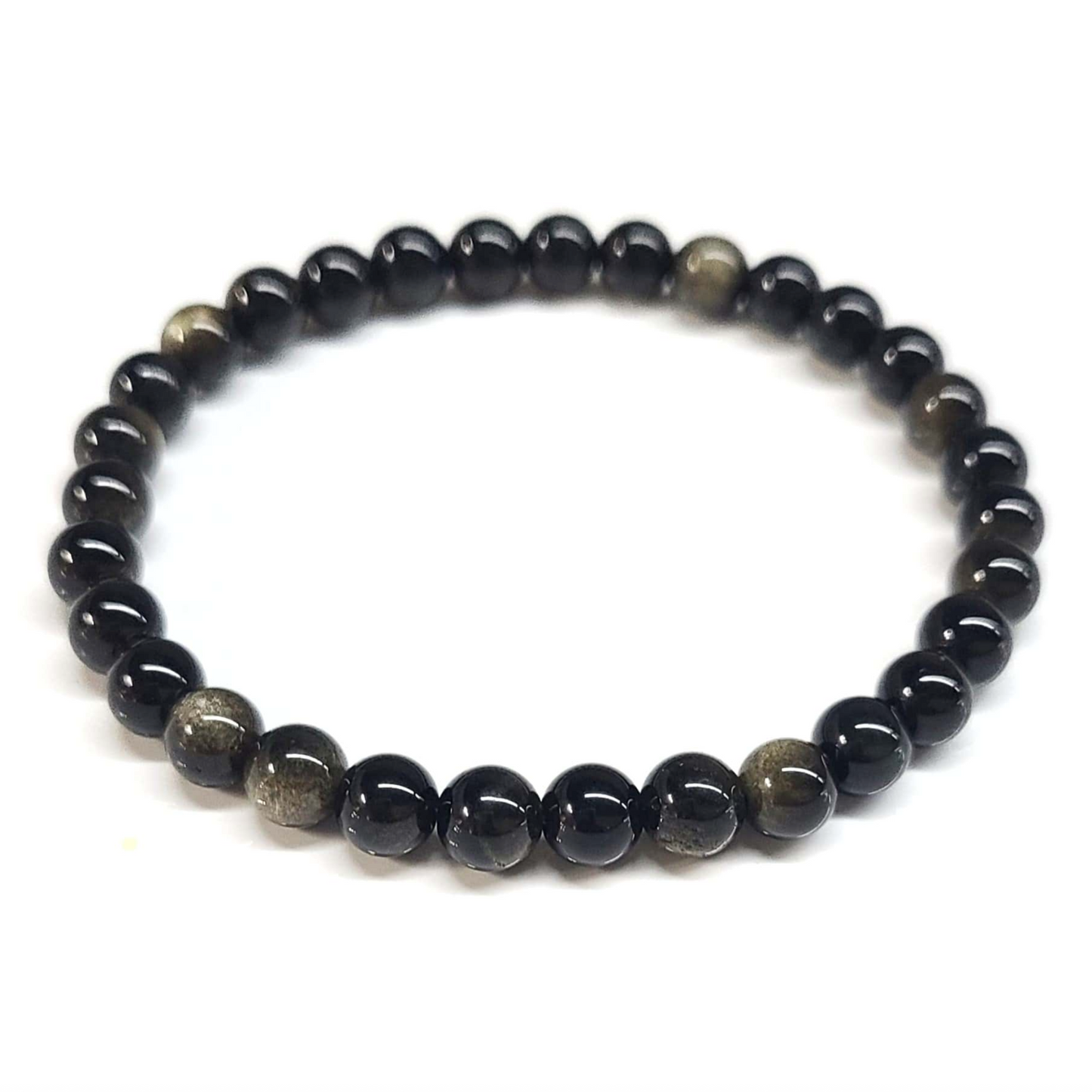 Gold Sheen Obsidian Round Bead Bracelet - Protection & Inner Strength