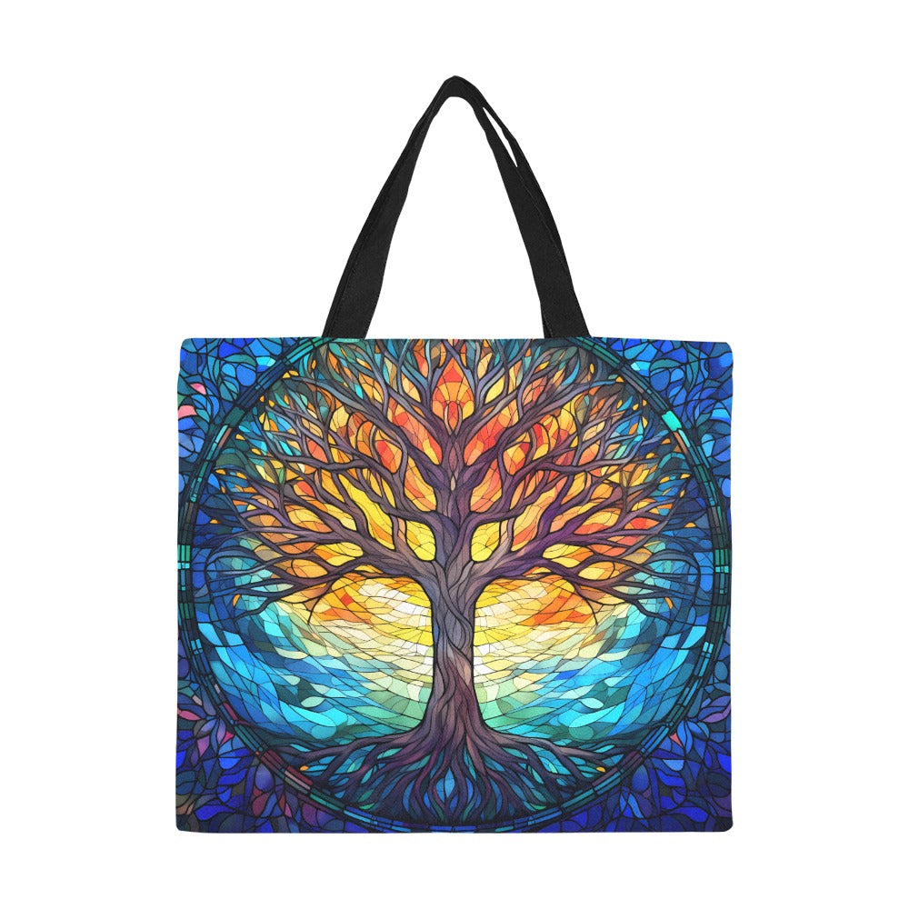 Tree of Life Stained Glass Tote Bag - Large