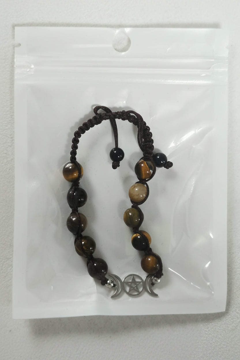 Tiger's Eye Triple Moon Natural Stone Adjustable Bracelet