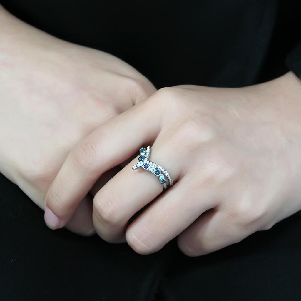 Stainless Steel Multi Crystal Ring