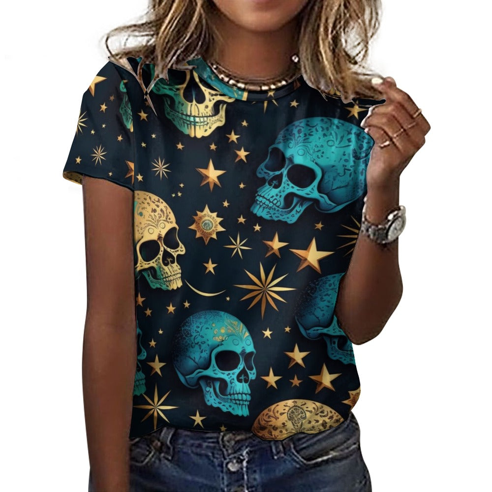 Women's Skulls Cotton T-Shirt
