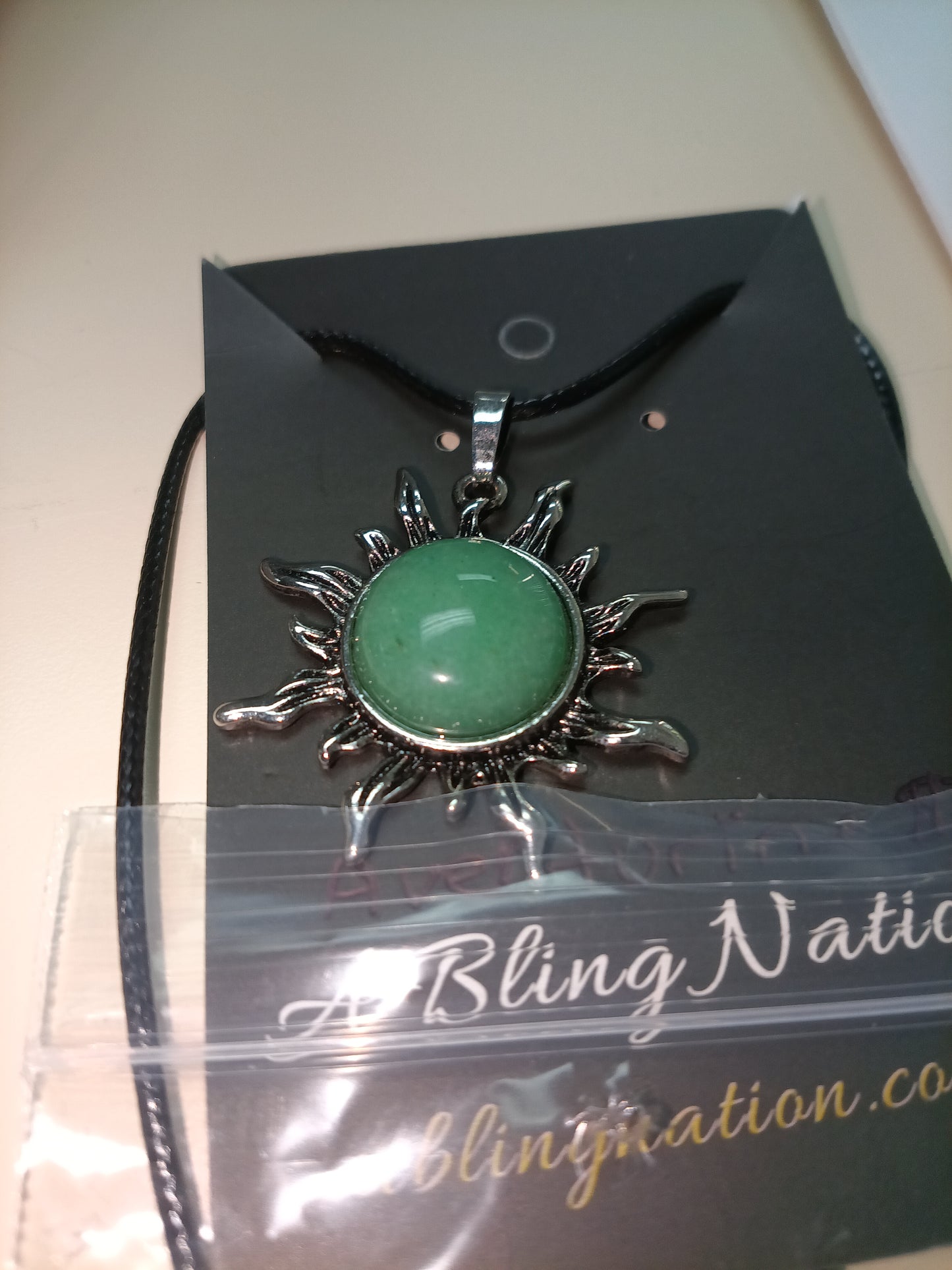 Green Aventurine Sun Pendant Necklace