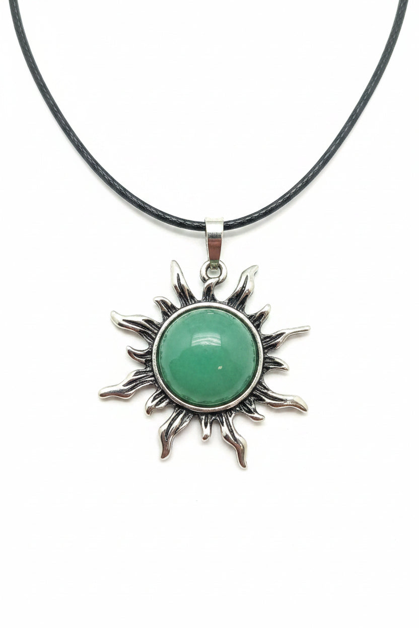 Green Aventurine Sun Pendant Necklace