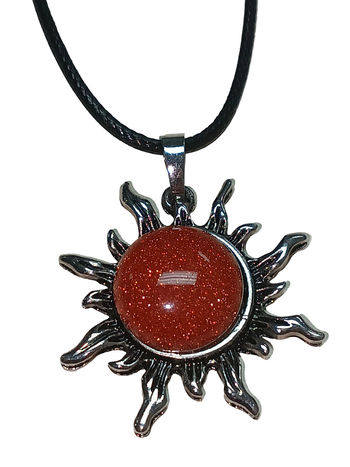 Goldstone Sun Pendant Necklace