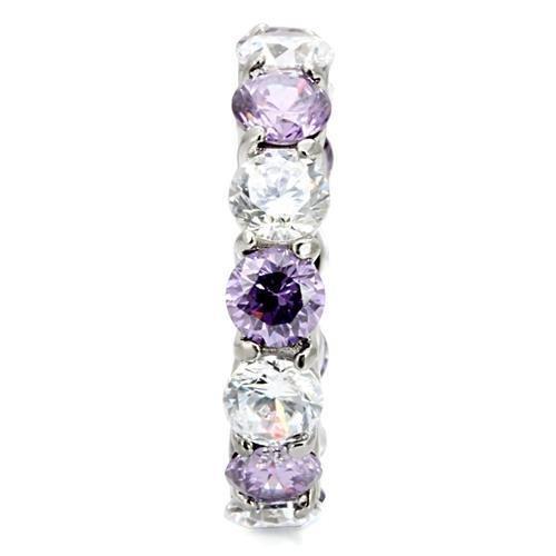 High Polished Stainless Steel Amethyst Ring