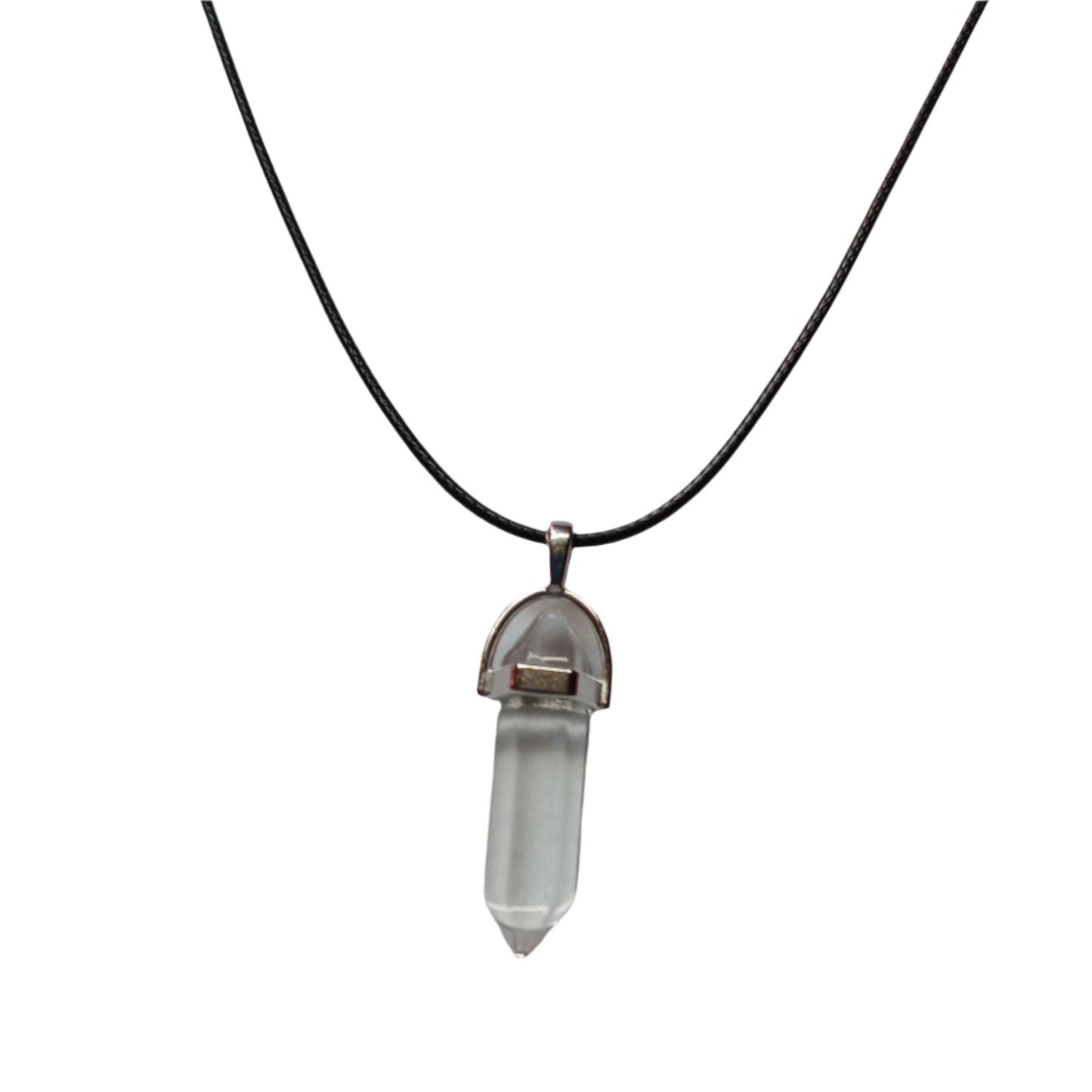 Bullet Shape Healing Stones with Black Paracord Necklace - Quartz Crystal