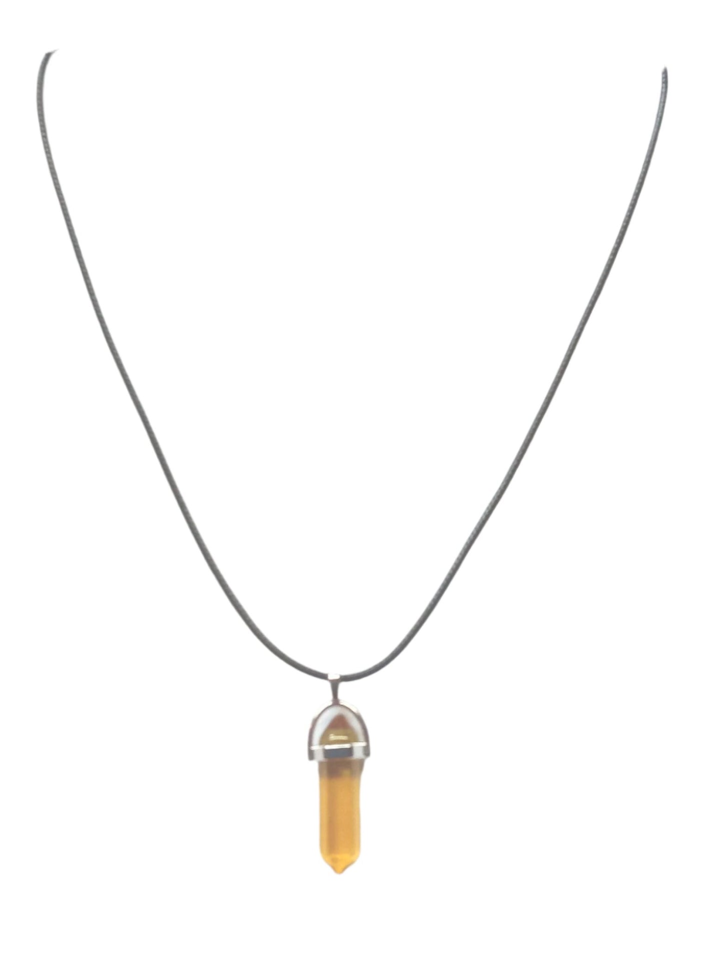 Bullet Shape Healing Stones with Black Paracord Necklace - Crystal Cooper