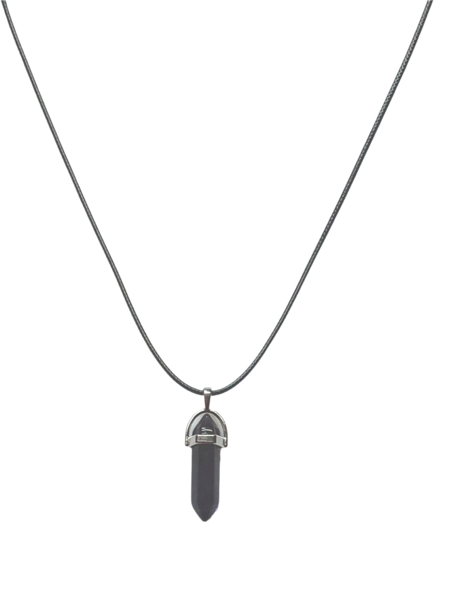 Bullet Shape Healing Stones with Black Paracord Necklace - Lapis