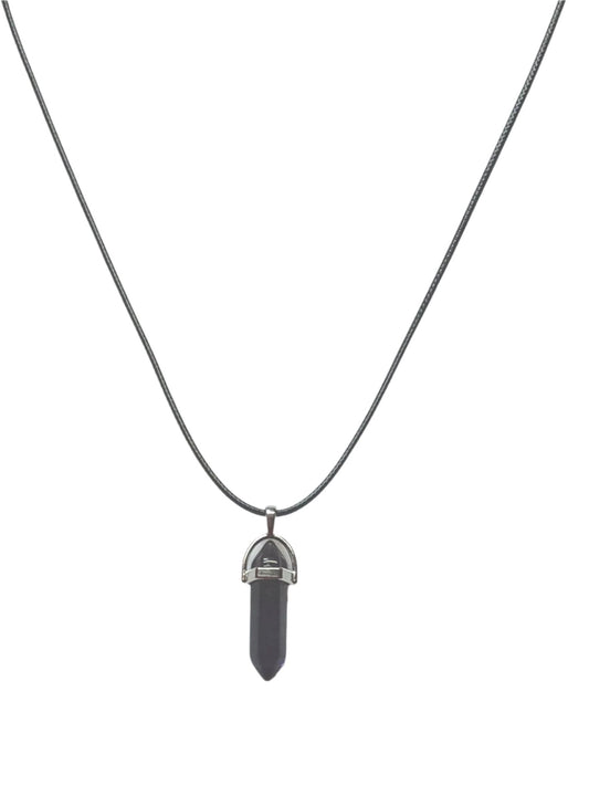 Bullet Shape Healing Stones with Black Paracord Necklace - Lapis