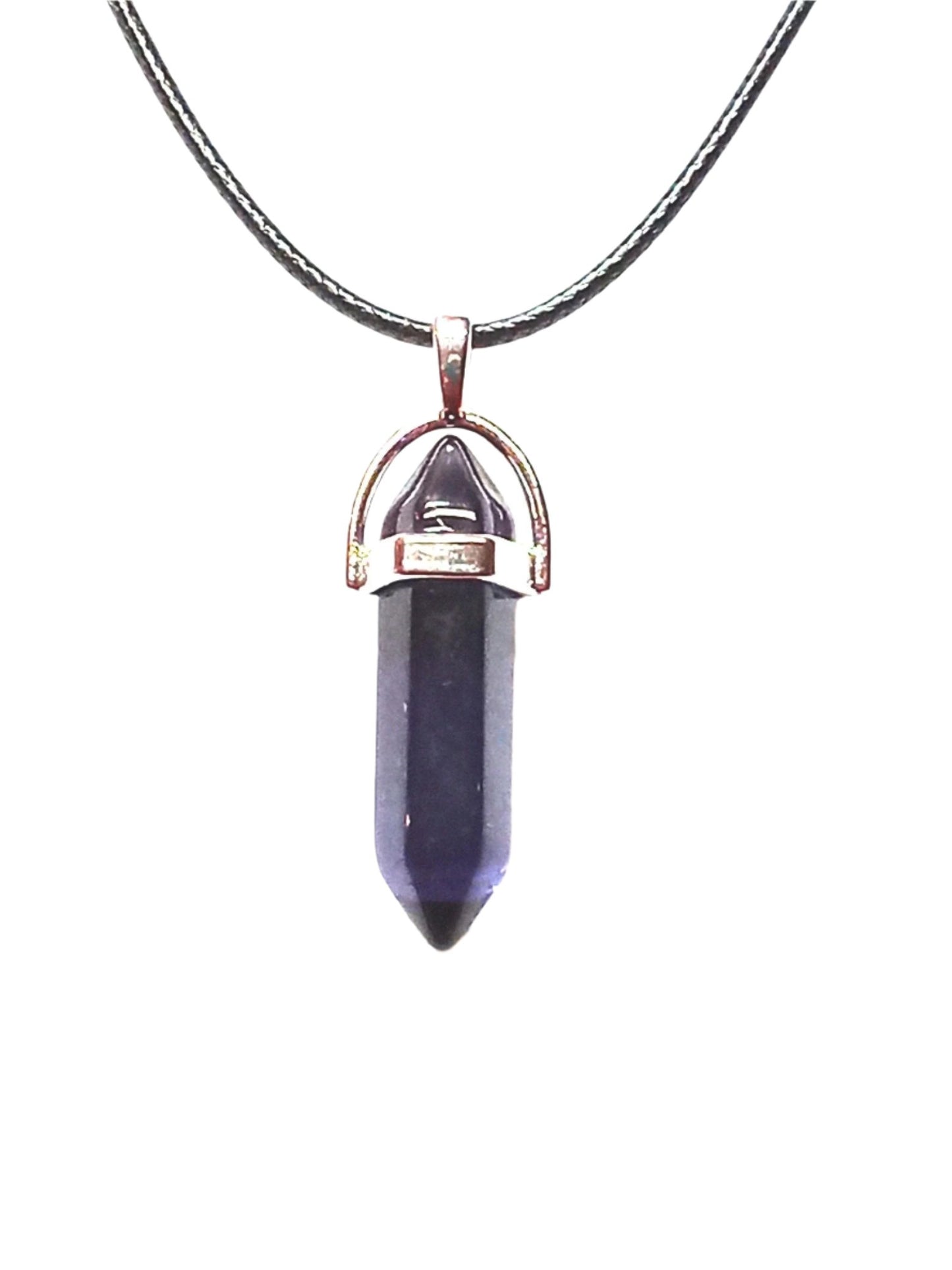 Bullet Shape Healing Stones with Black Paracord Necklace - Lapis