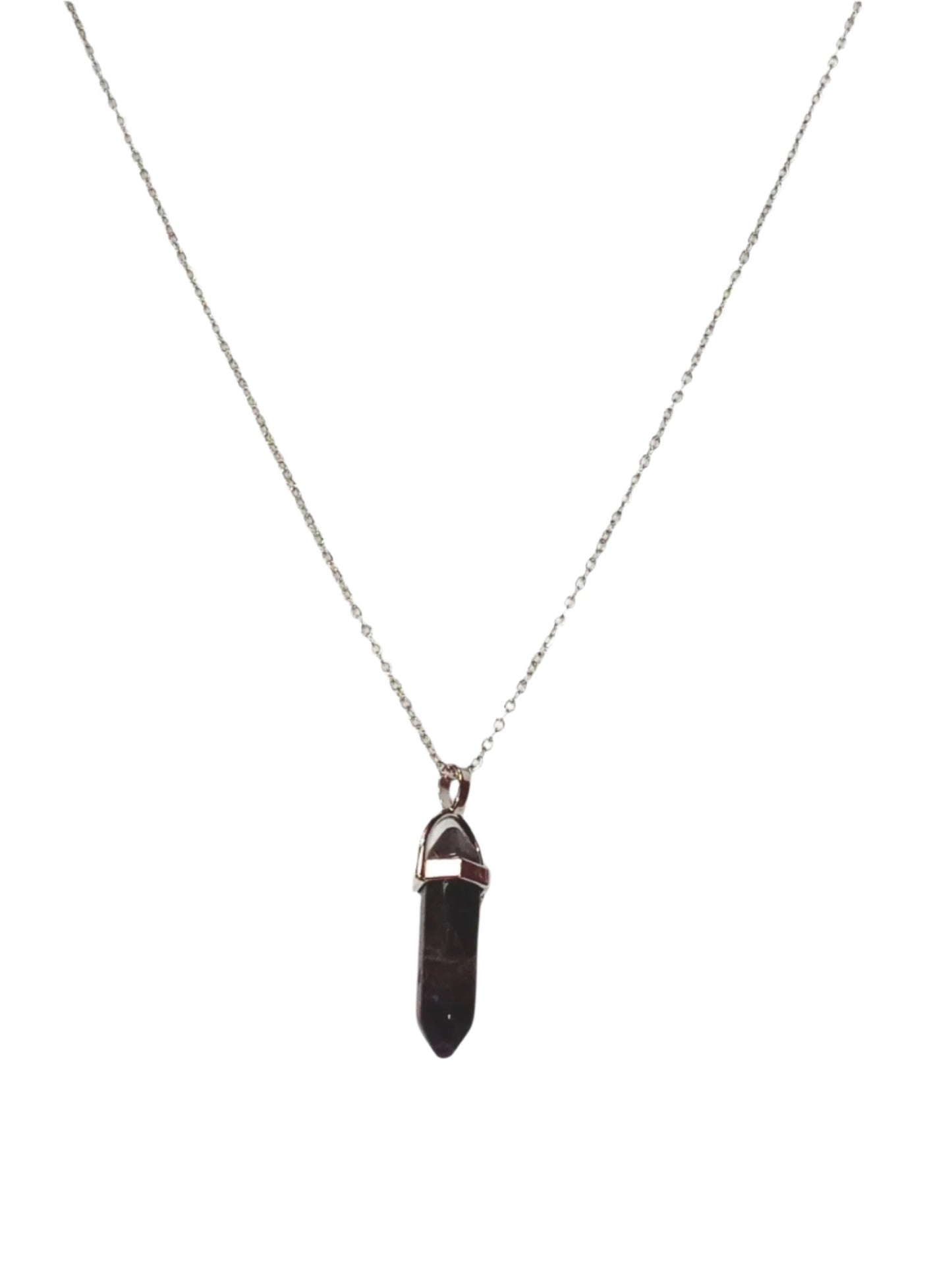 Bullet Shape Healing Stones with Black Paracord Necklace - Amethyst