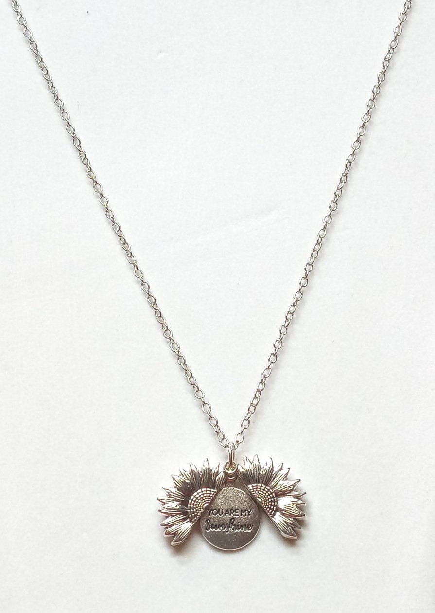 Sunflower Pendant on Silver Chain Necklace