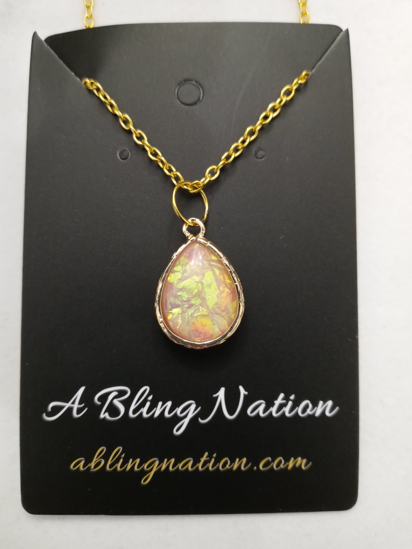 Fire Opal on Chain Necklace