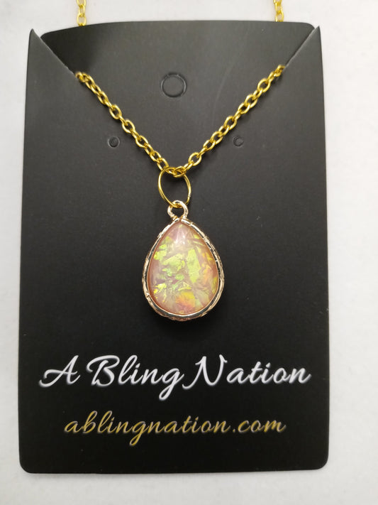 Fire Opal on Chain Necklace