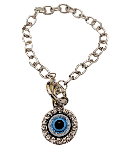 Evil Eye With Silver Chain Bracelet