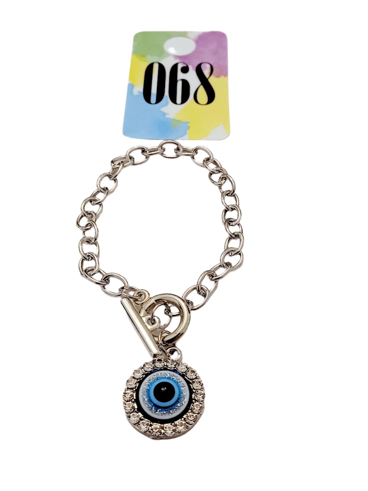Evil Eye With Silver Chain Bracelet