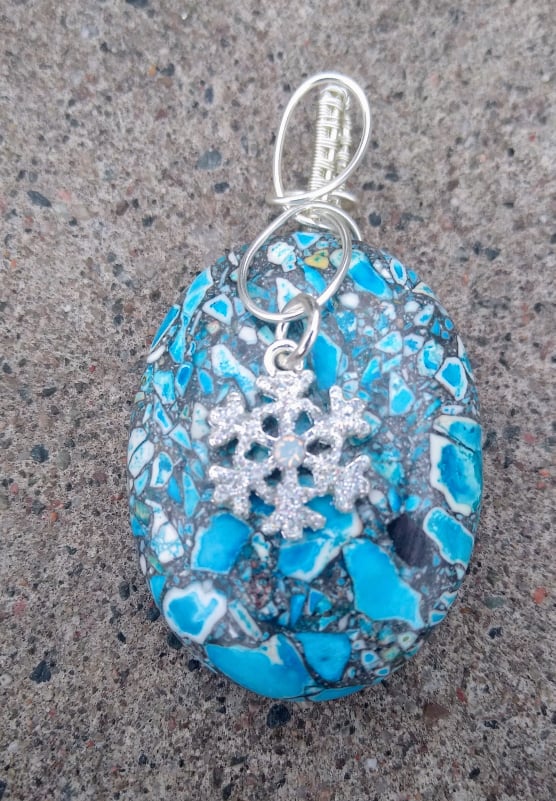 Natural Stone Snowflake Pendant