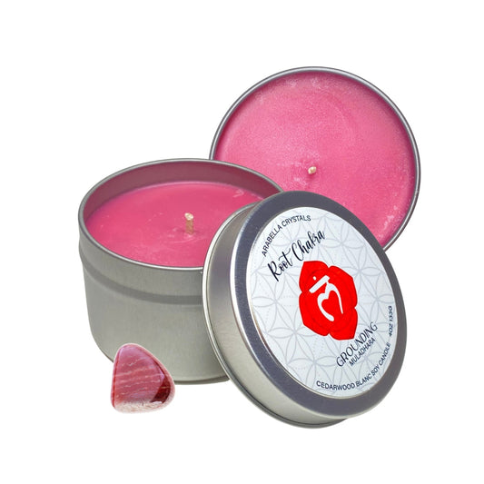 Root Chakra Crystal Candle Tin