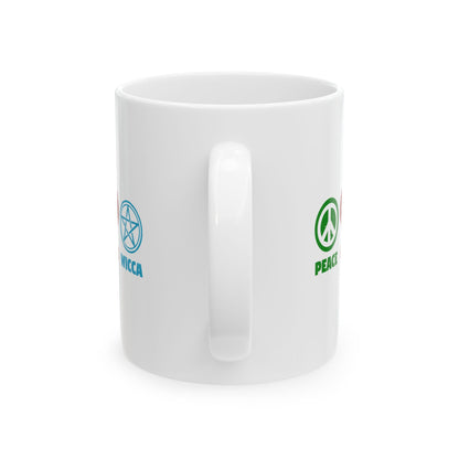 Peace Love Wicca Ceramic Mug 11oz