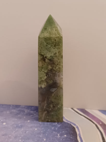 Green Moss Agate Tower Point
