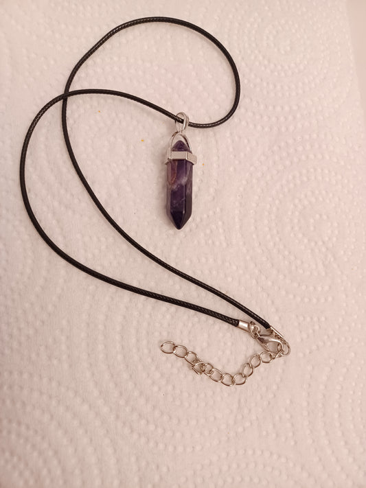 Amethyst Bullet Necklace with Paracord