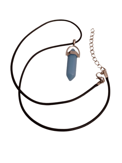 Bullet Shape Healing Stones with Black Paracord Necklace - Dyed Agate