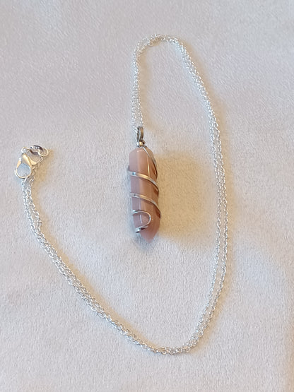 Agate Bullet Silver Wrapped Necklace
