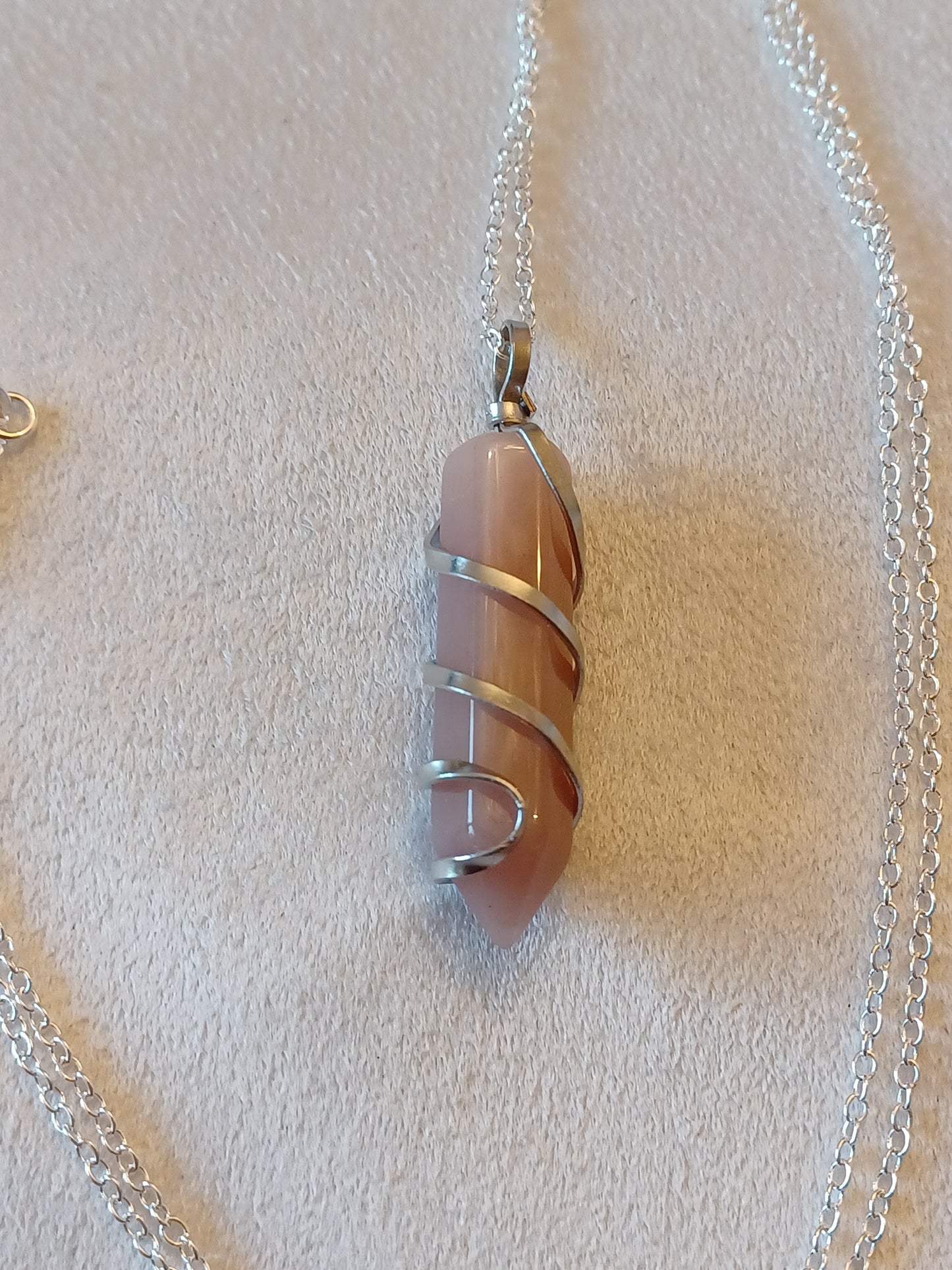 Agate Bullet Silver Wrapped Necklace