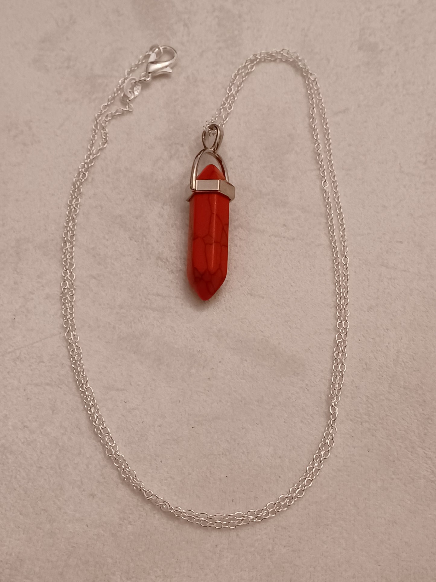 Howlite Bullet Pendant with Silver Chain