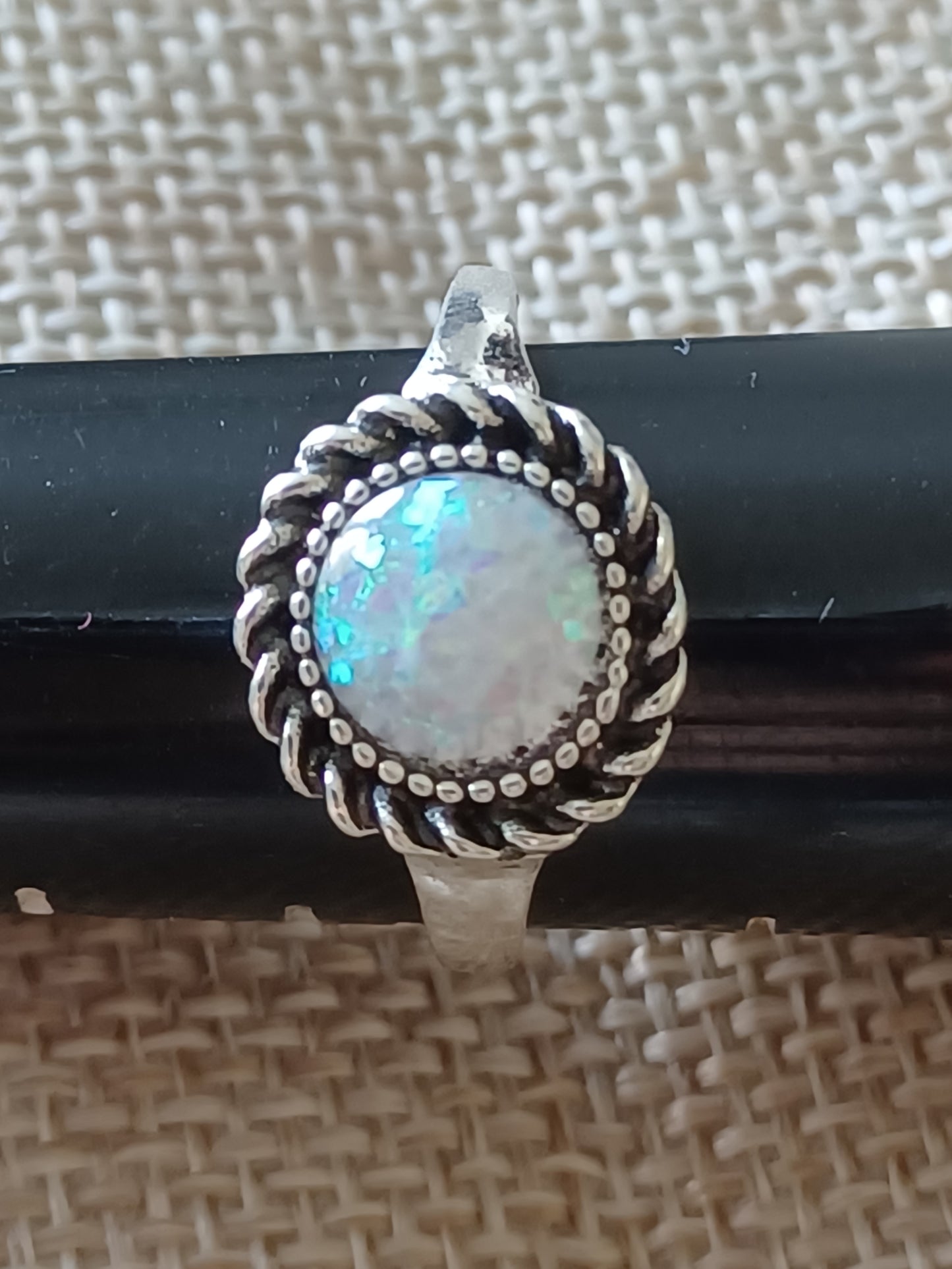 Round Fire Opal Ring - Size 9