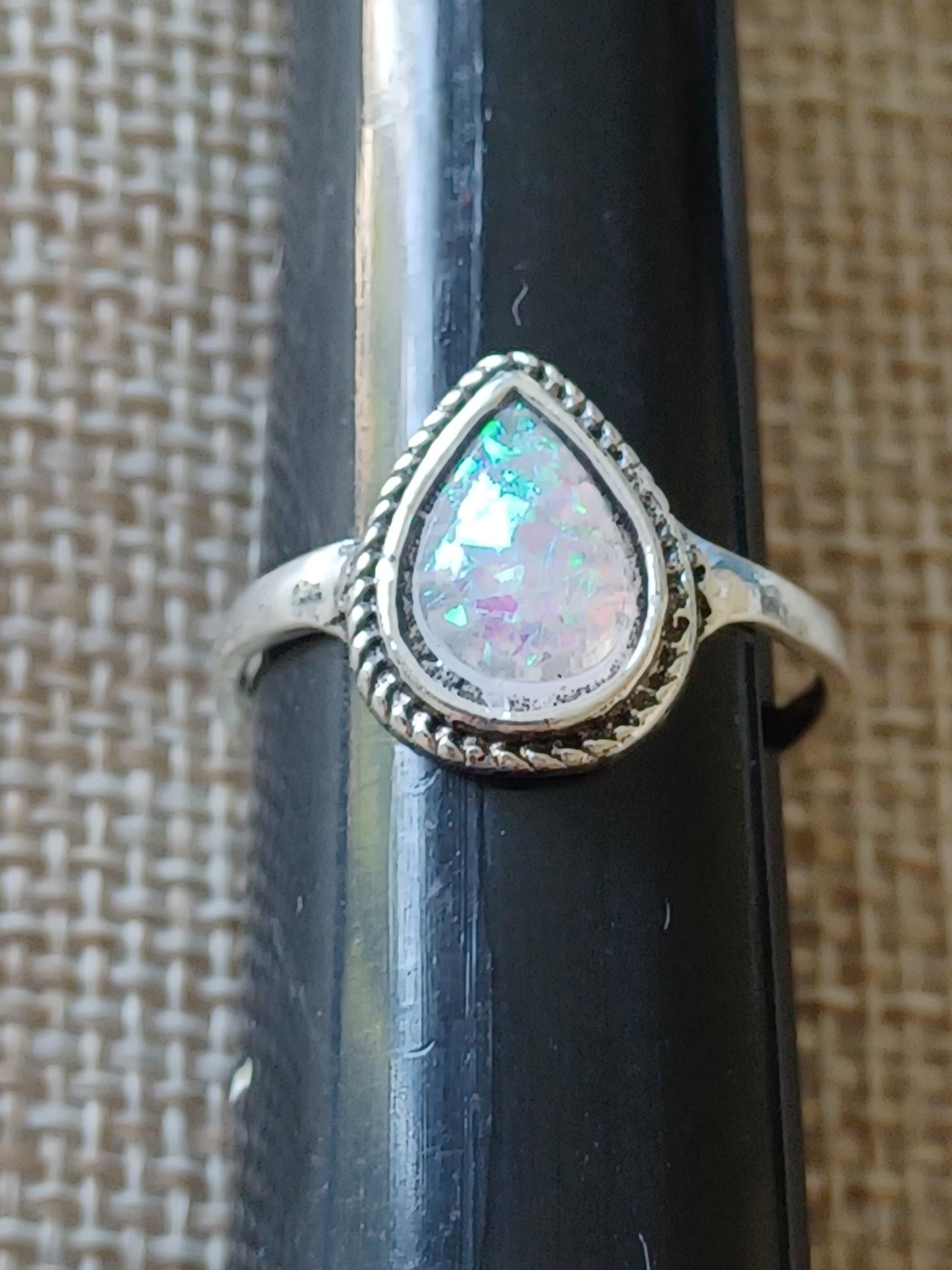Teardrop Fire Opal Ring - Size 9